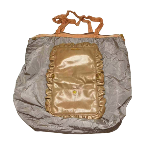Miu Miu Foldable Nylon Tote with  Ruched Leather  Pouch