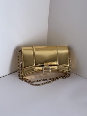 Balenciaga Hourglass Metallic Wallet on Chain
