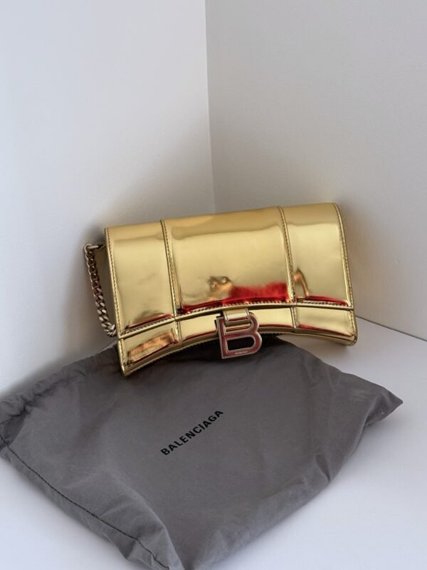Balenciaga Hourglass Metallic Wallet on Chain