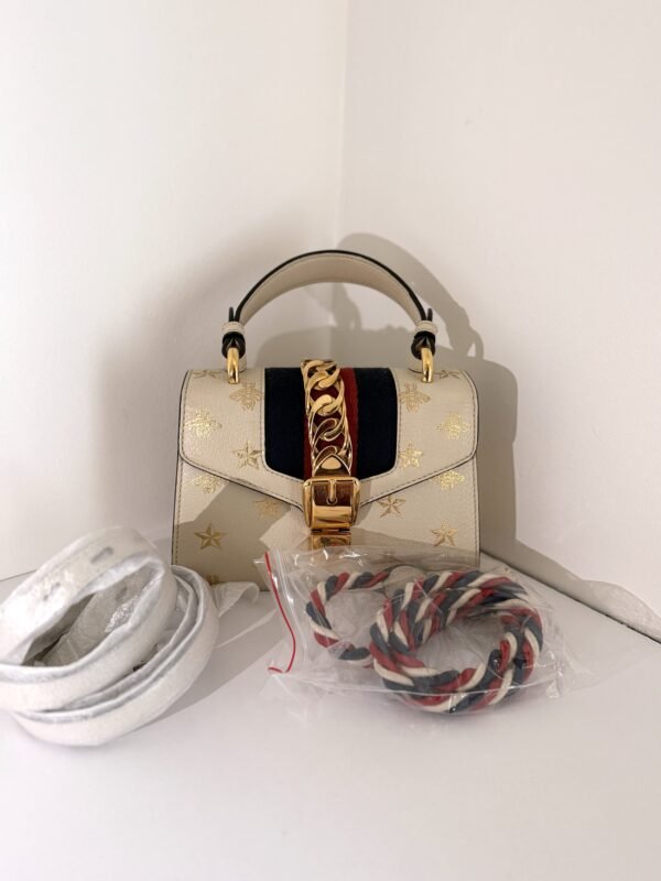 Gucci Sylvie Bee and Star Mini Top Handle Bag