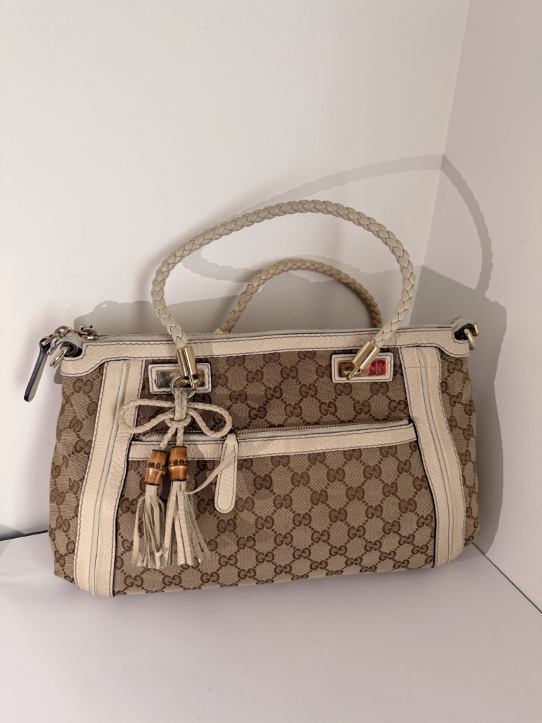 Gucci GG Canvas Bella Shoulder Bag with Bamboo Tassel