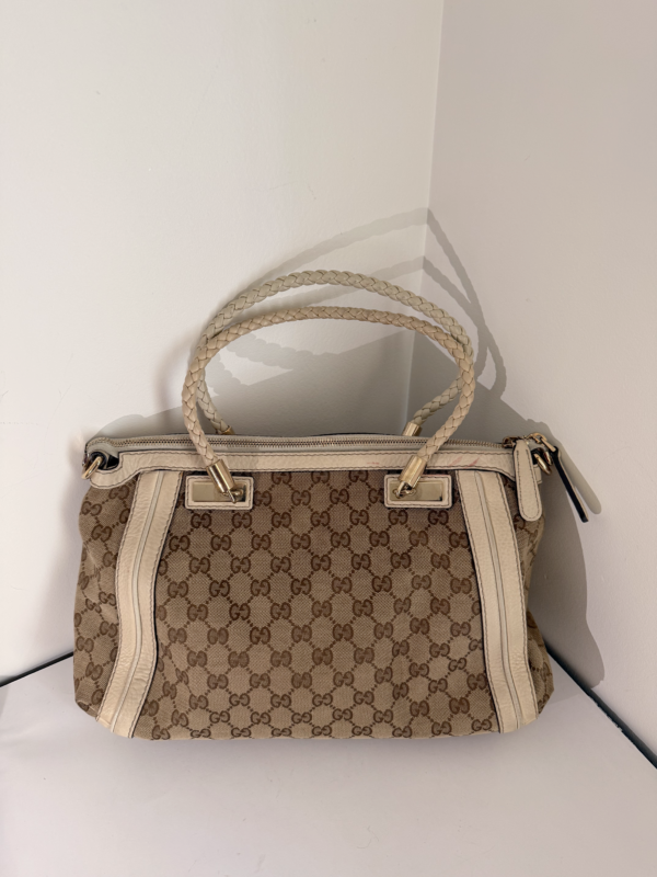 Gucci GG Canvas Bella Shoulder Bag with Bamboo Tassel