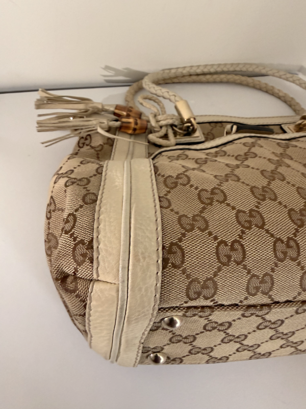 Gucci GG Canvas Bella Shoulder Bag with Bamboo Tassel