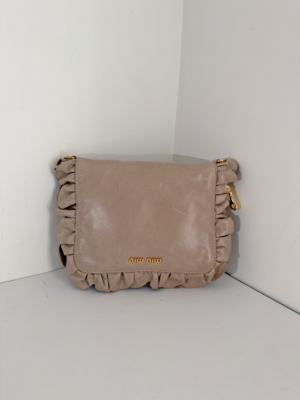 Miu Miu Foldable Nylon Tote with Ruched Leather Pouch