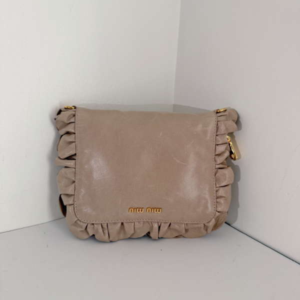 Miu Miu Foldable Nylon Tote with Ruched Leather Pouch