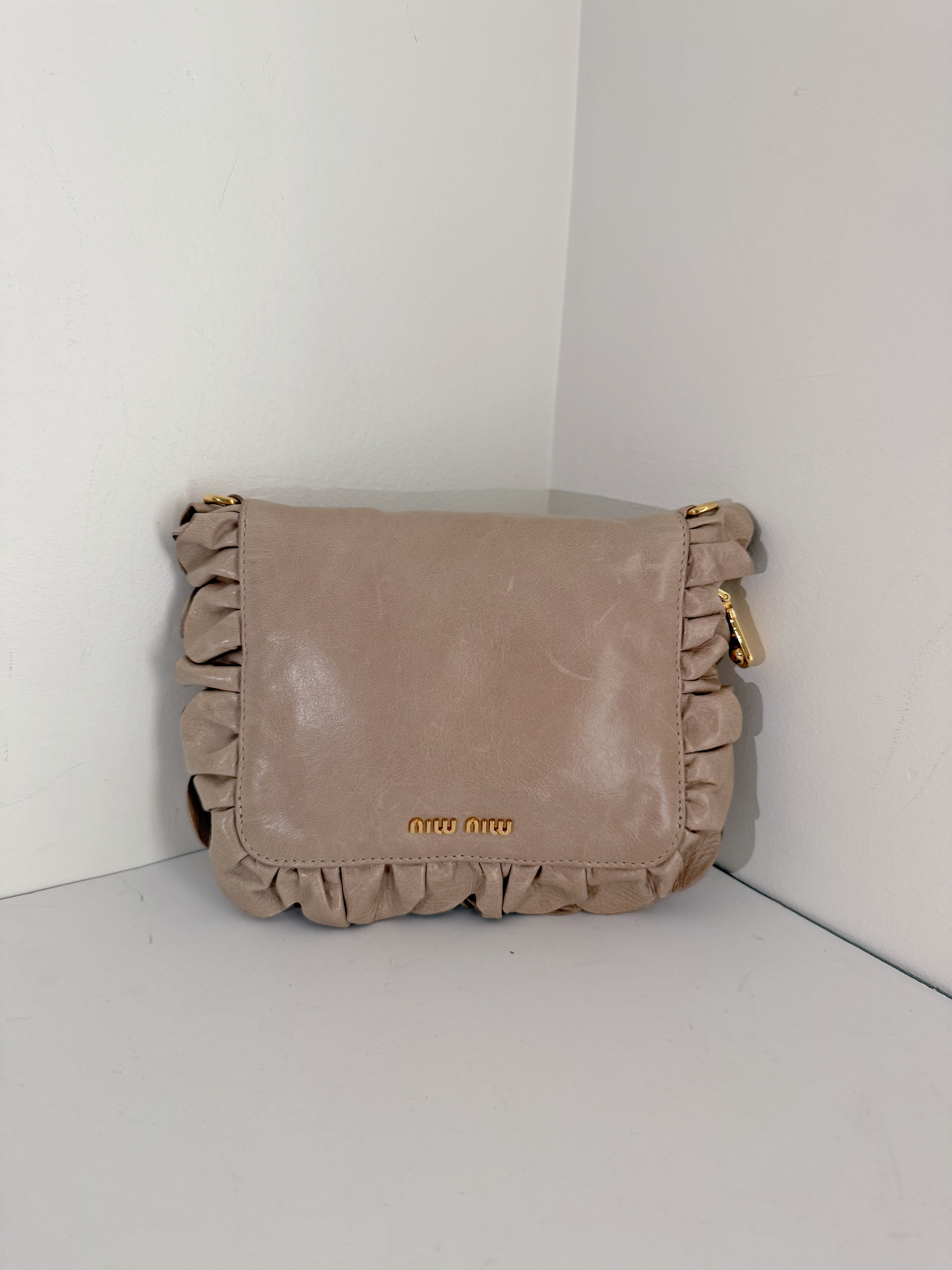 Miu Miu Foldable Nylon Tote with  Ruched Leather  Pouch - Image 1