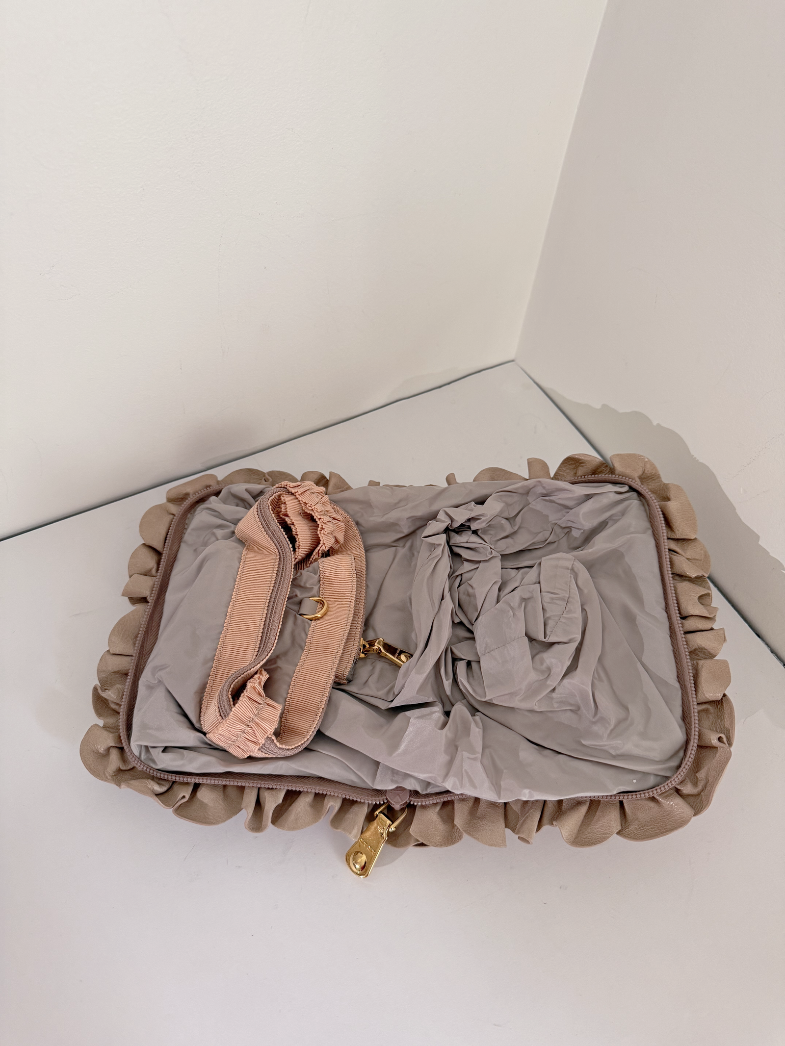 Miu Miu Foldable Nylon Tote with  Ruched Leather  Pouch - Image 5