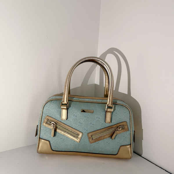 Gucci Light Blue GG Canvas Bowling Bag