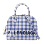 Balenciaga Blue White Ville Top Handle Bag