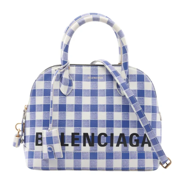 Balenciaga Blue White Ville Top Handle Bag