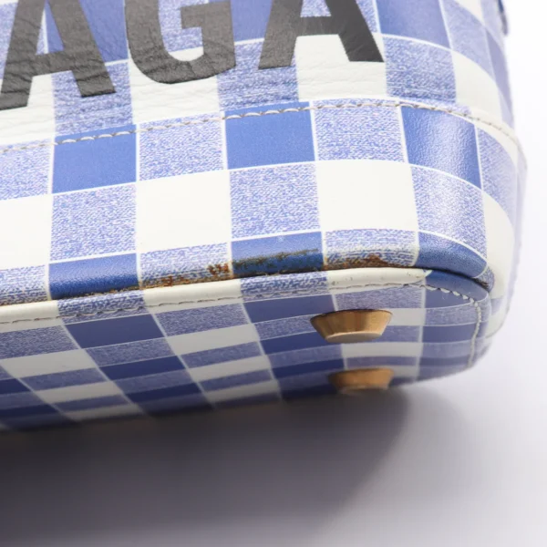 Balenciaga Blue White Ville Top Handle Bag
