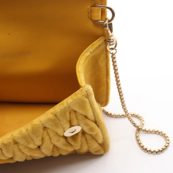 Miu Miu Yellow Velutto Matelassé Chain Micro Bag