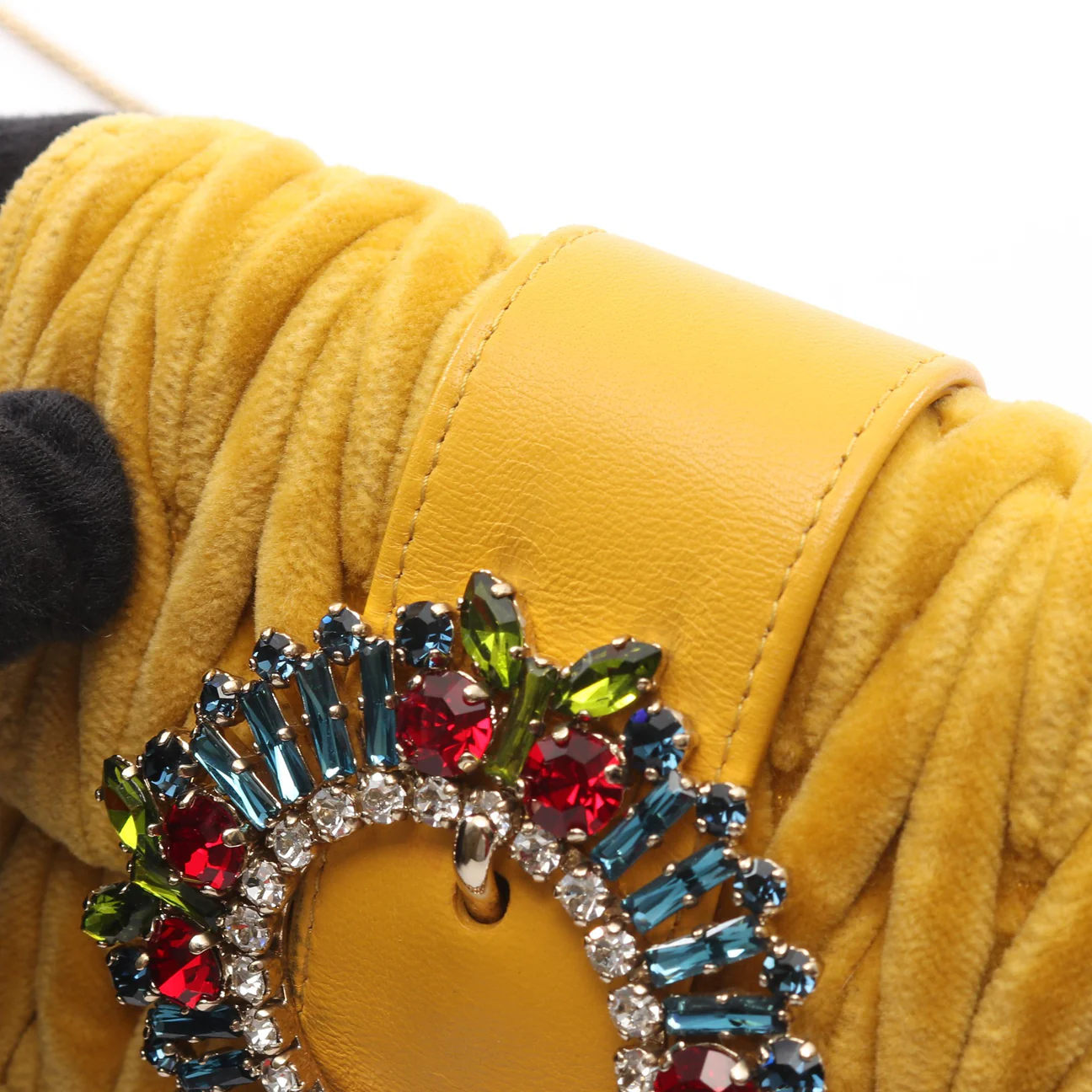 Miu Miu Yellow Velutto Matelassé Chain Micro Bag - Image 7
