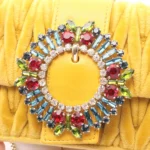 Miu Miu Yellow Velutto Matelassé Chain Micro Bag