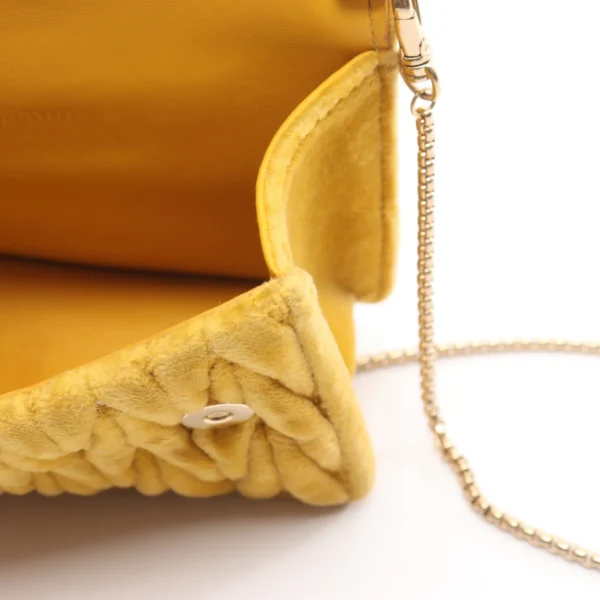 Miu Miu Yellow Velutto Matelassé Chain Micro Bag