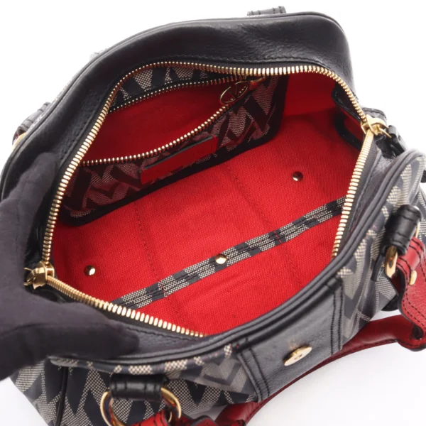 Valentino Garavani Navy Red Canvas Bowler Bag