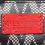 Valentino Garavani Navy Red Canvas Bowler Bag