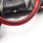 Valentino Garavani Navy Red Canvas Bowler Bag