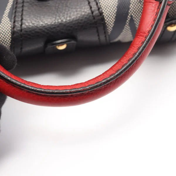 Valentino Garavani Navy Red Canvas Bowler Bag