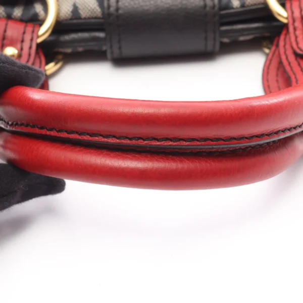 Valentino Garavani Navy Red Canvas Bowler Bag