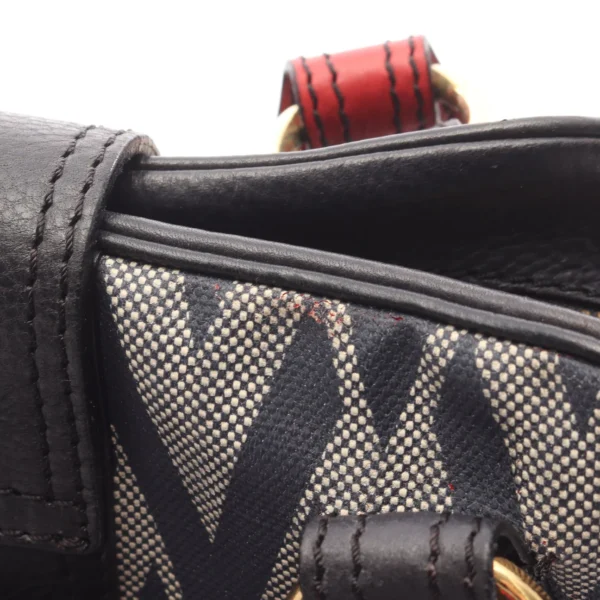 Valentino Garavani Navy Red Canvas Bowler Bag