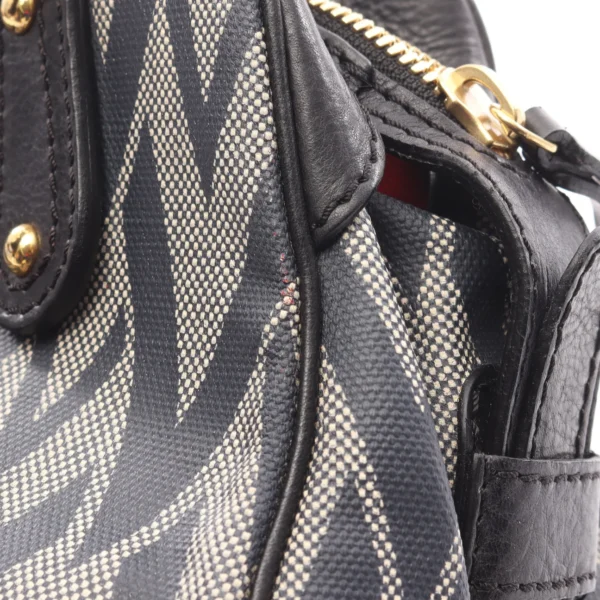 Valentino Garavani Navy Red Canvas Bowler Bag