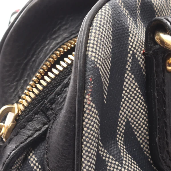 Valentino Garavani Navy Red Canvas Bowler Bag