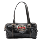 Gucci Black Leather Interlocking G Handbag
