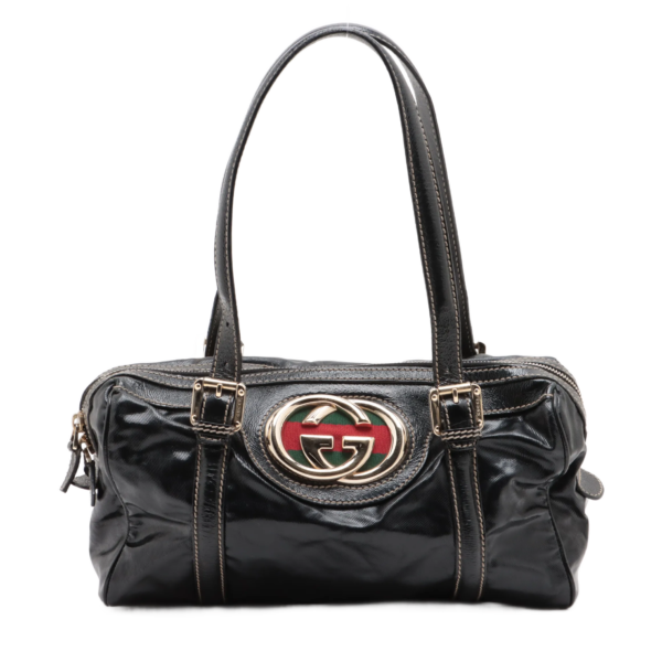 Gucci Black Leather Interlocking G Handbag