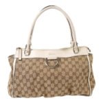 Gucci White Handle GG Canvas Shoulder Bag