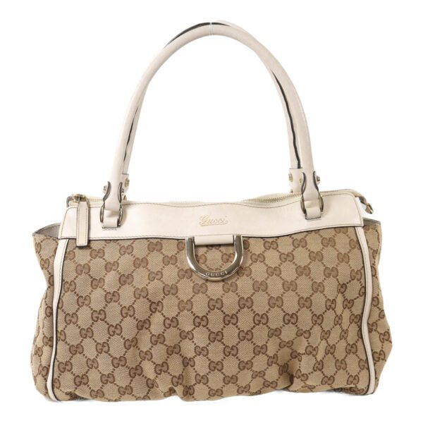 Gucci White Handle GG Canvas Shoulder Bag