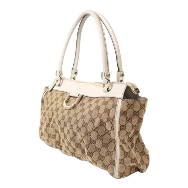 Gucci White Handle GG Canvas Shoulder Bag