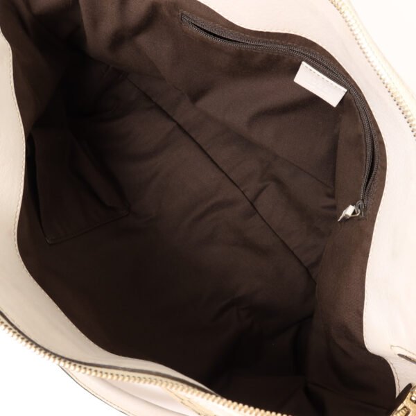 Gucci White Handle GG Canvas Shoulder Bag