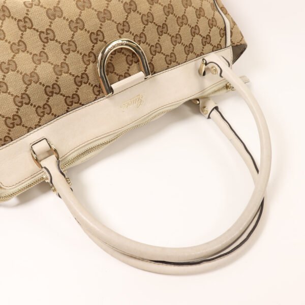 Gucci White Handle GG Canvas Shoulder Bag