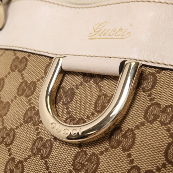 Gucci White Handle GG Canvas Shoulder Bag