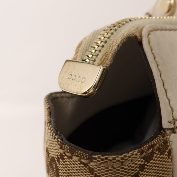 Gucci White Handle GG Canvas Shoulder Bag