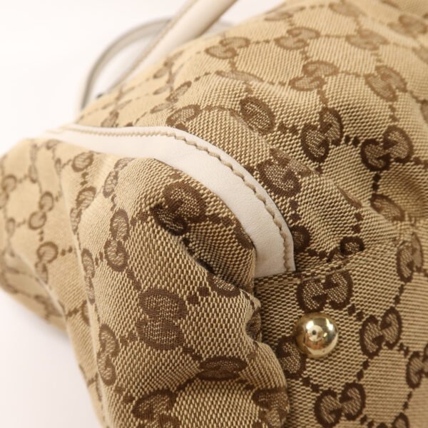 Gucci White Handle GG Canvas Shoulder Bag