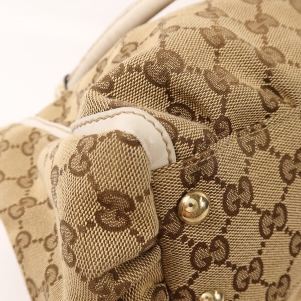 Gucci White Handle GG Canvas Shoulder Bag