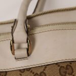 Gucci White Handle GG Canvas Shoulder Bag