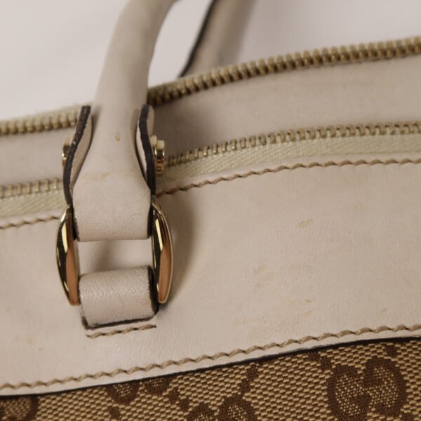 Gucci White Handle GG Canvas Shoulder Bag