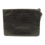 Chanel Black Crocodile Embossed Gabrielle O-Case Wristlet Pouch