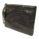 Chanel Black Crocodile Embossed Gabrielle O-Case Wristlet Pouch