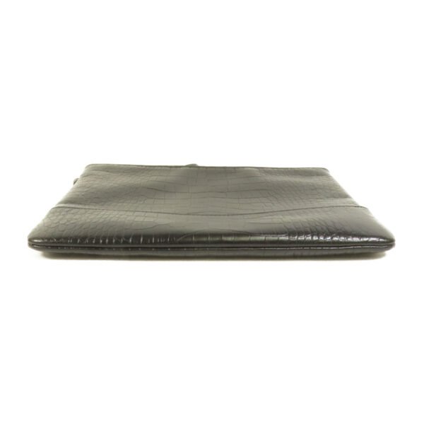 Chanel Black Crocodile Embossed Gabrielle O-Case Wristlet Pouch