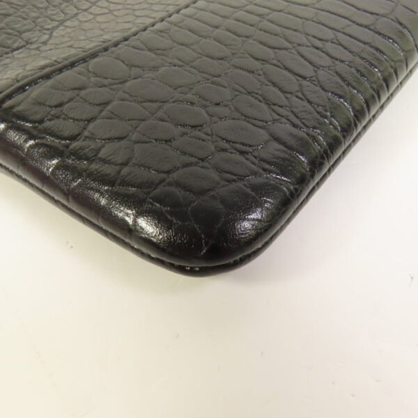 Chanel Black Crocodile Embossed Gabrielle O-Case Wristlet Pouch