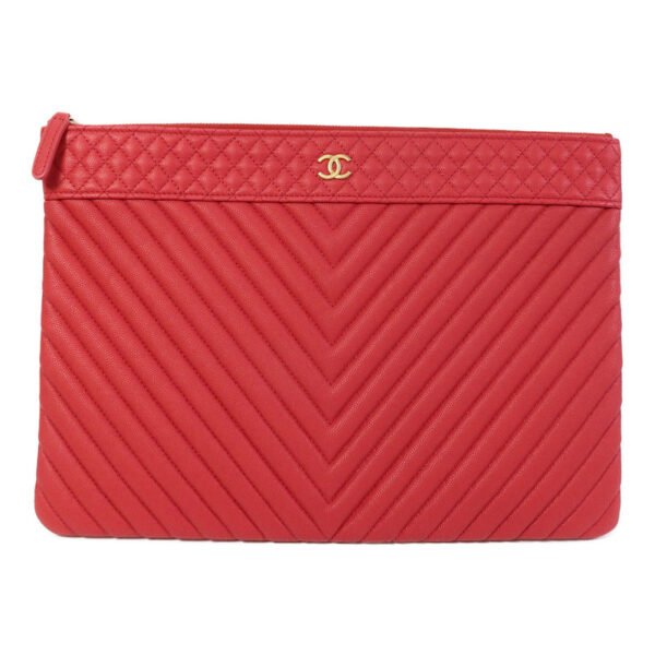 Chanel Red CC Calfskin Clutch