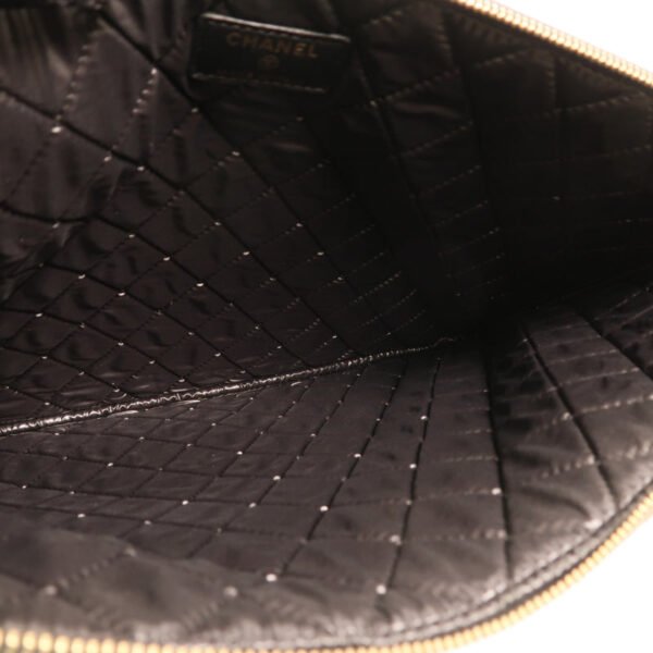 Chanel Black Camelia Lambskin Clutch