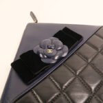 Chanel Black Camelia Lambskin Clutch