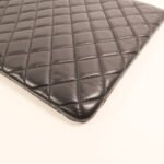 Chanel Black Camelia Lambskin Clutch