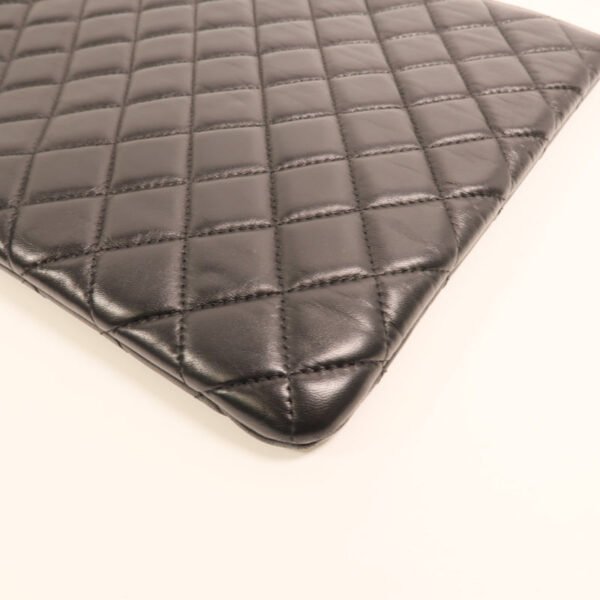 Chanel Black Camelia Lambskin Clutch