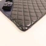 Chanel Black Camelia Lambskin Clutch